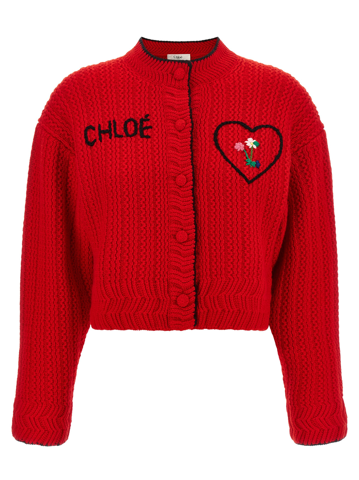 Chloé Red Wool Cardigan