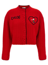 Chloé Red Wool Cardigan