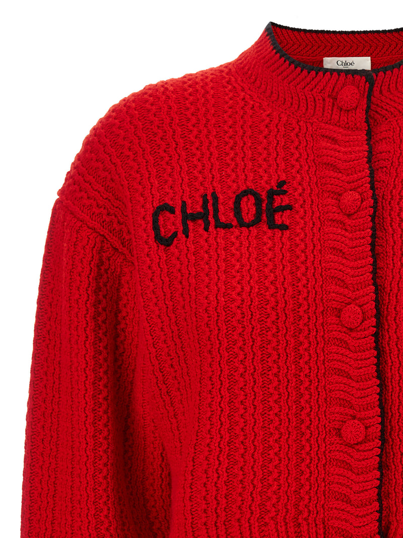 Chloé Red Wool Cardigan - Luxurious Knitwear for Women