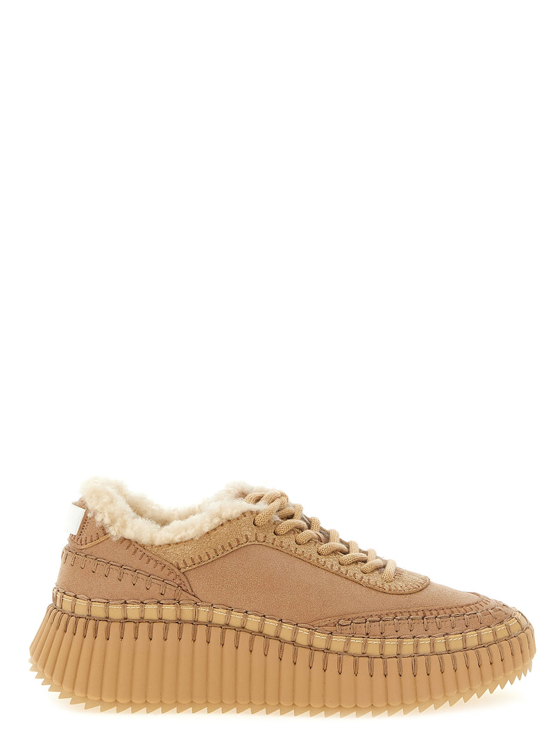 Chloé Nama Beige Lambskin Chunky Sneakers