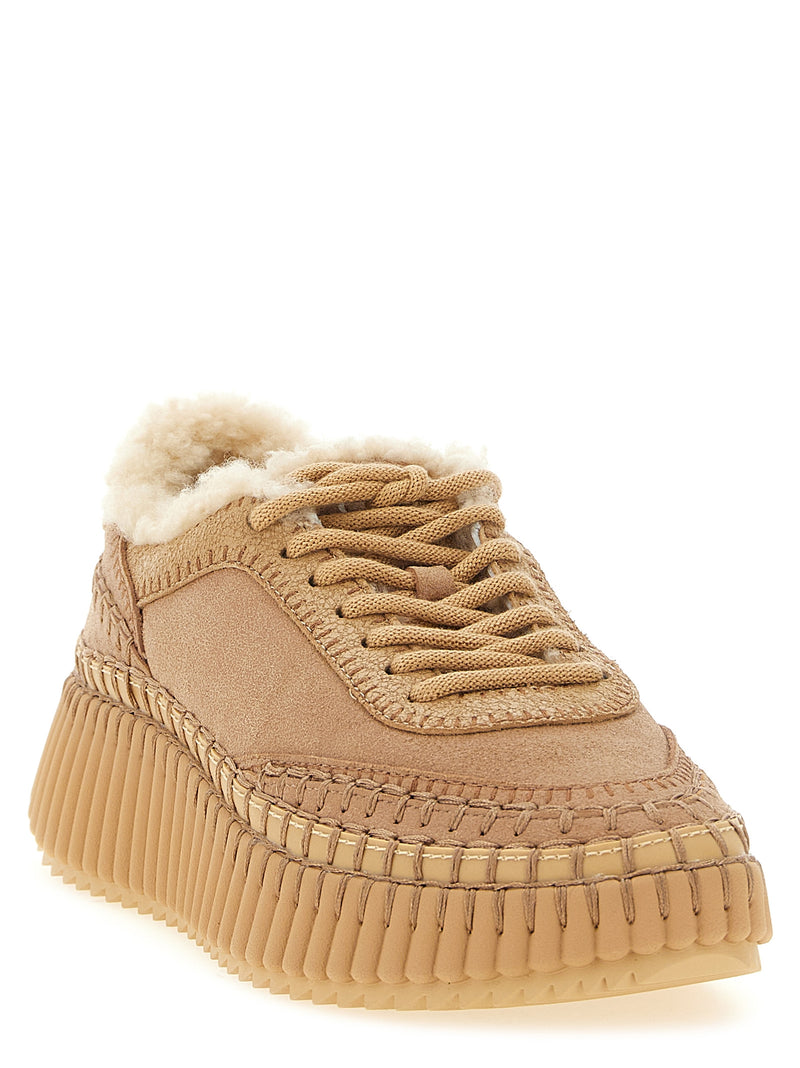 Chloé Nama Beige Lambskin Chunky Sneakers