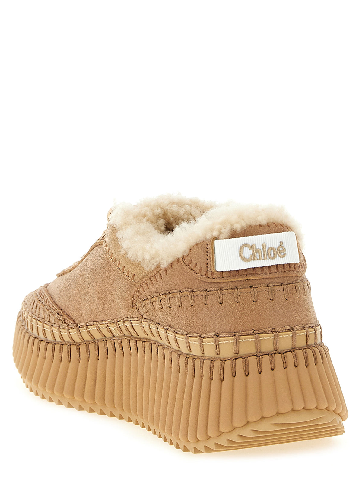 Chloé Beige Lambskin Chunky Sneakers