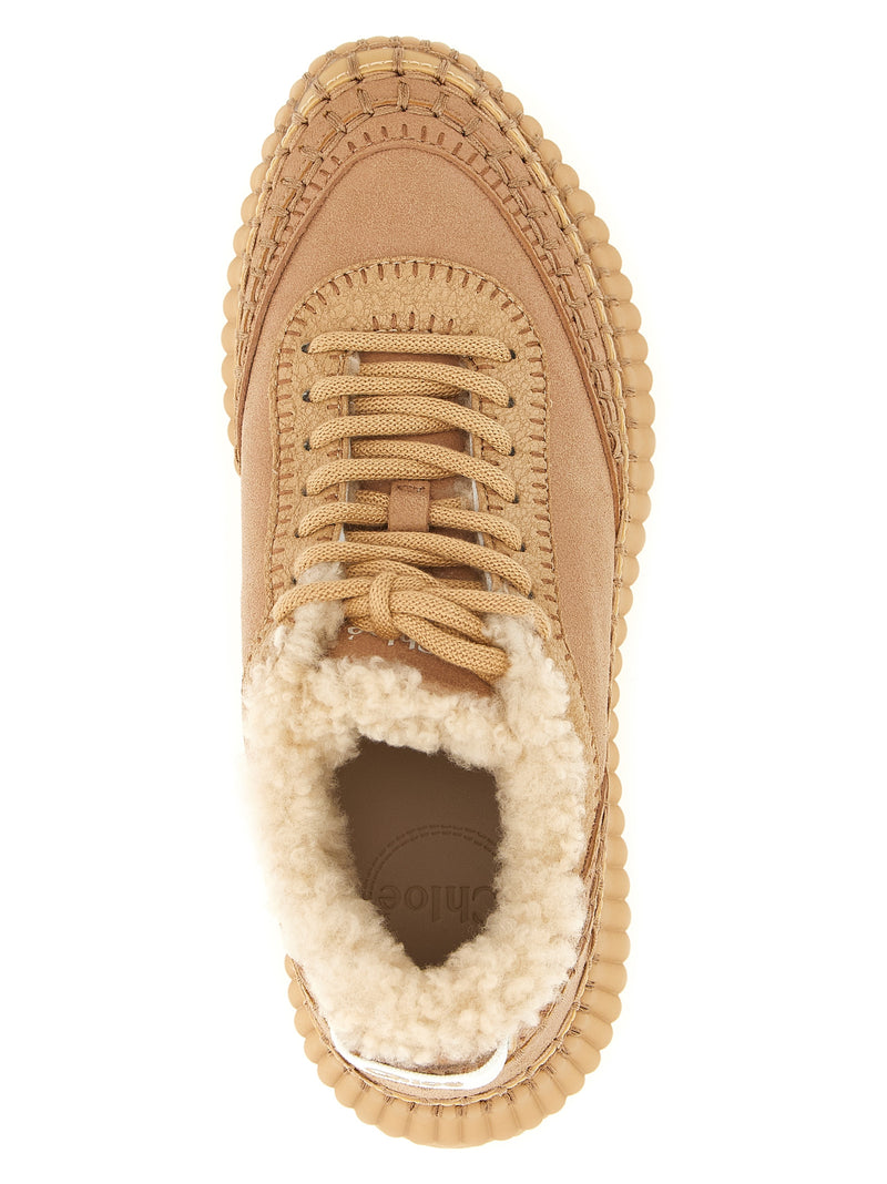 Chloé Nama Beige Lambskin Chunky Sneakers