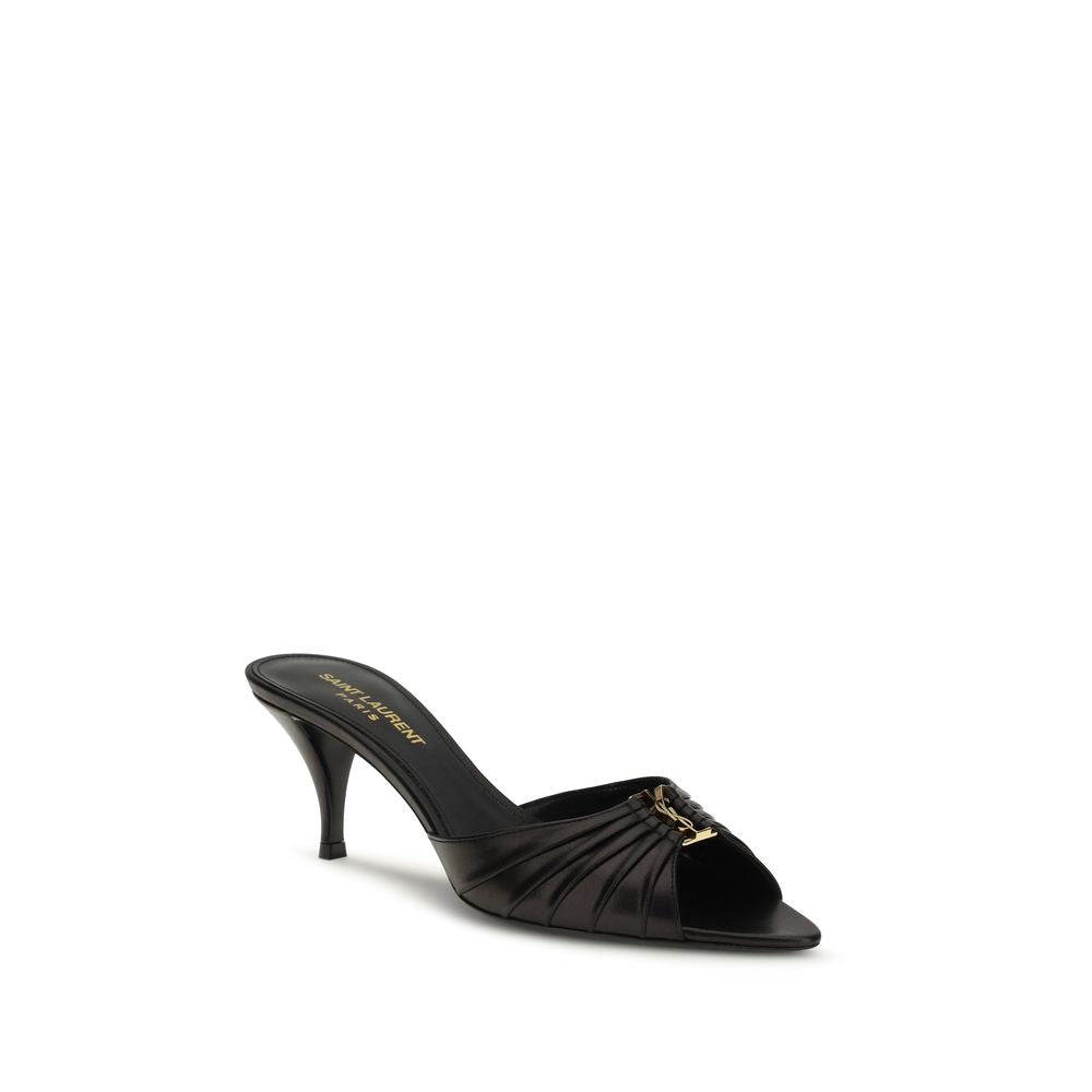 Saint Laurent Black Calf Leather Bos Taurus Sandals