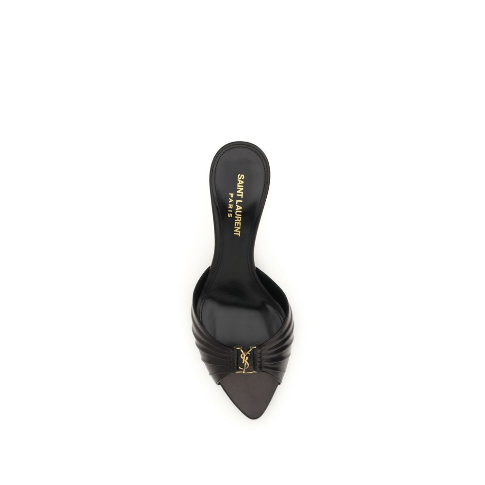 Saint Laurent Black Calf Leather Bos Taurus Sandals