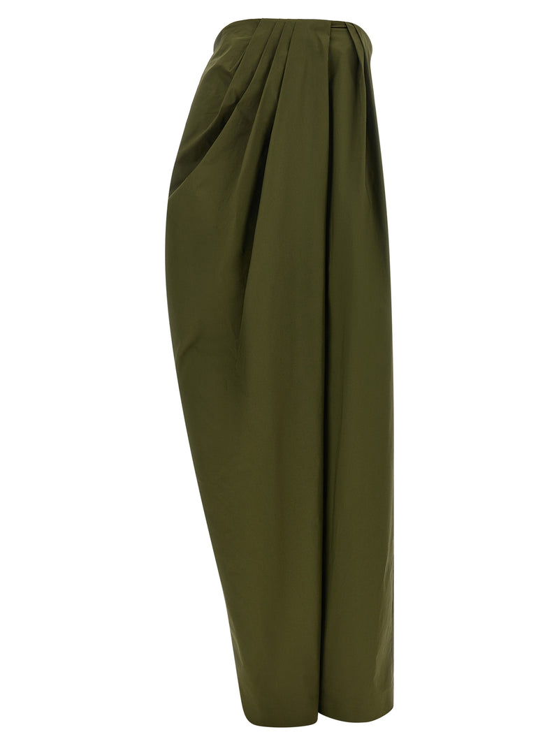 Armarium Tullia Bicolor Cotton Long Dress in Olive Green