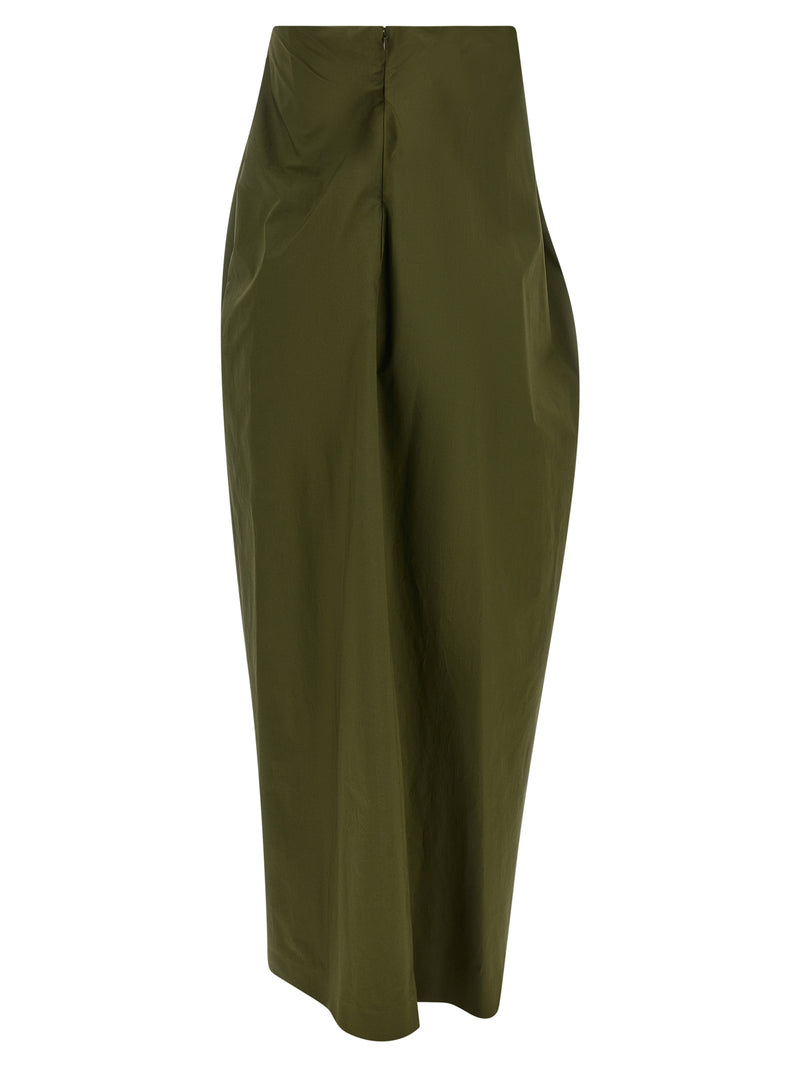 Armarium Tullia Bicolor Cotton Long Dress in Olive Green