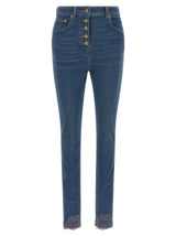 Valentino Garavani Blue Lamb Fur High-Waisted Jean