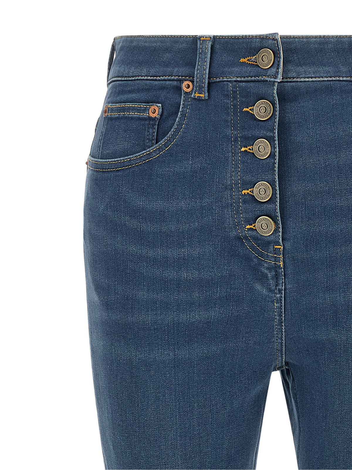 Valentino Garavani Blue Lamb Fur High-Waisted Jean