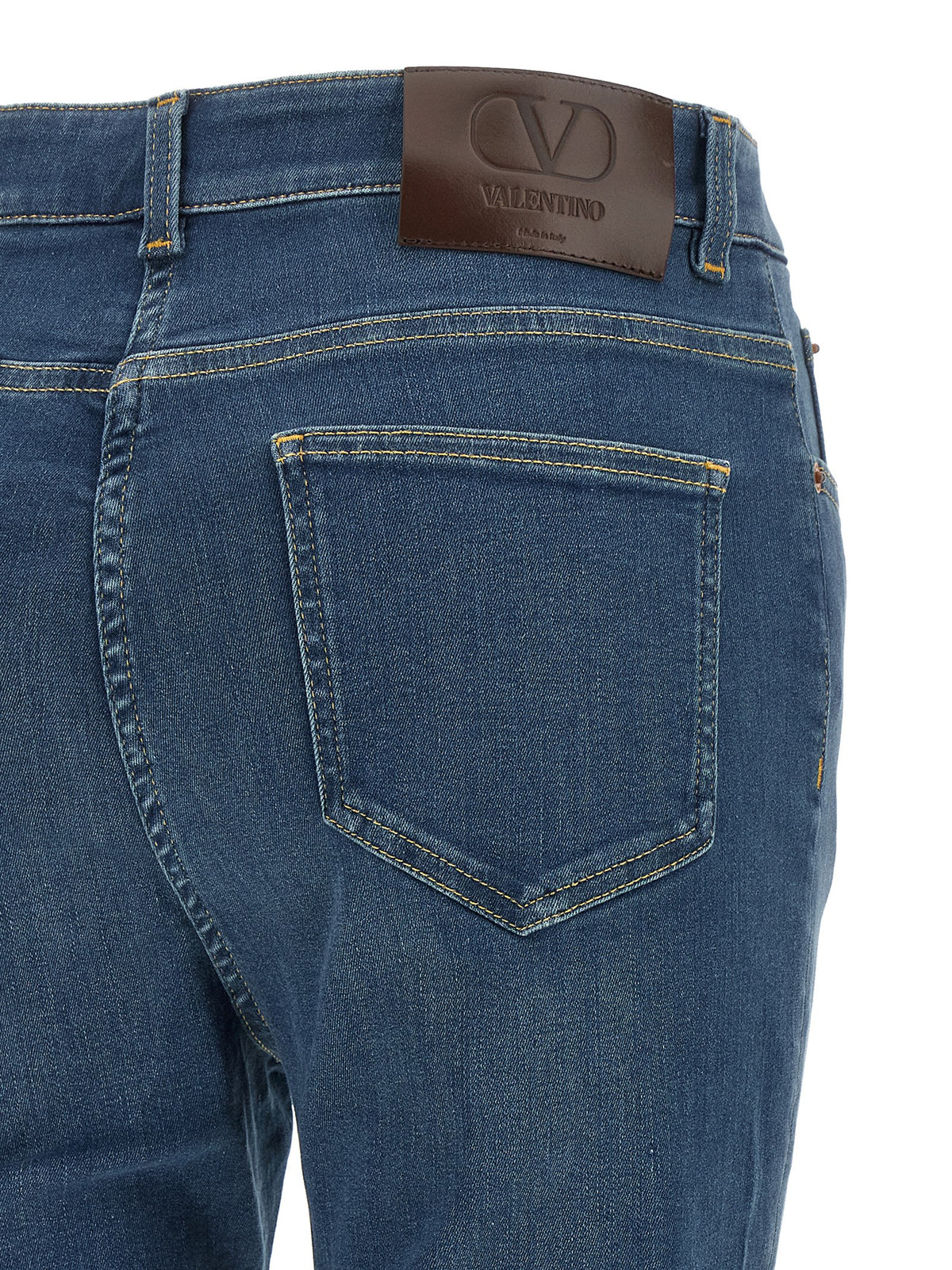 Valentino Garavani Blue Lamb Fur High-Waisted Jean