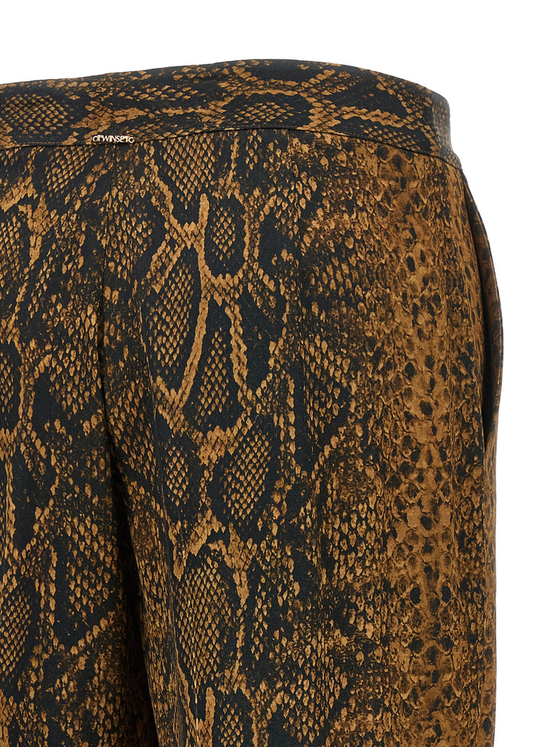 Twinset Brown Viscose Wide-Leg Casual Pants