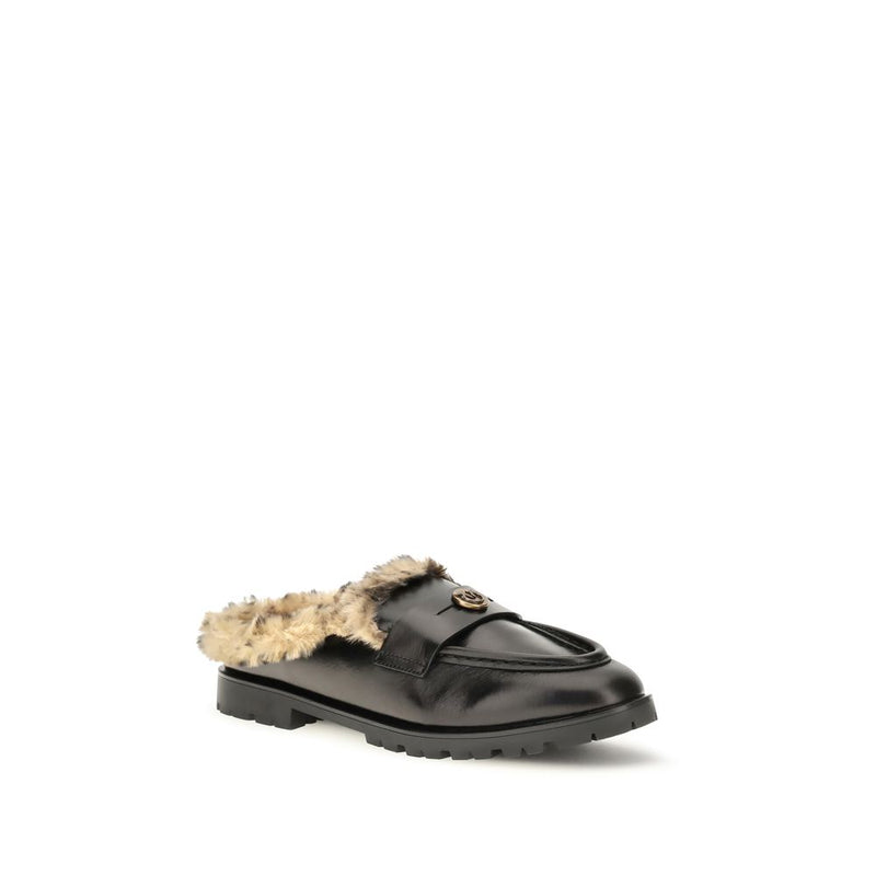 PINKO Black Calf Leather Bos Taurus Mules for Women