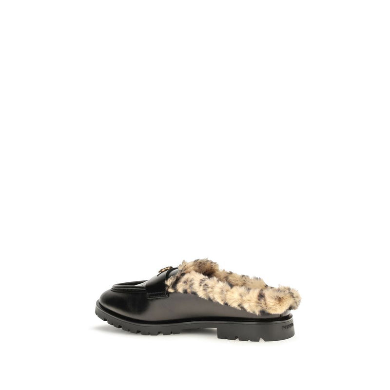 PINKO Black Calf Leather Bos Taurus Mules for Women