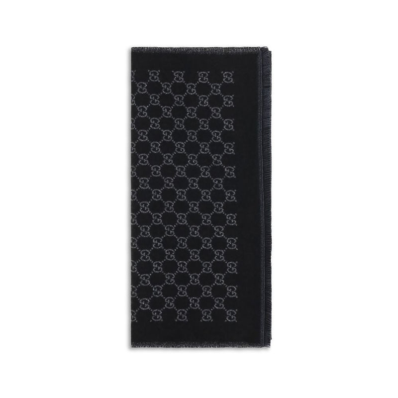 Gucci Black Wool Oves Aries Scarf - Iconic GG Motif