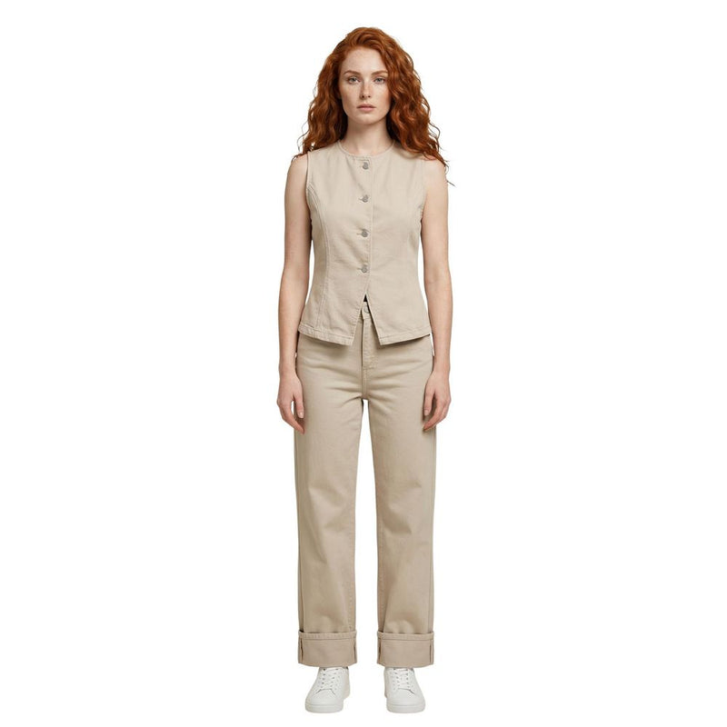Only Beige Cotton Mom Jeans for Women