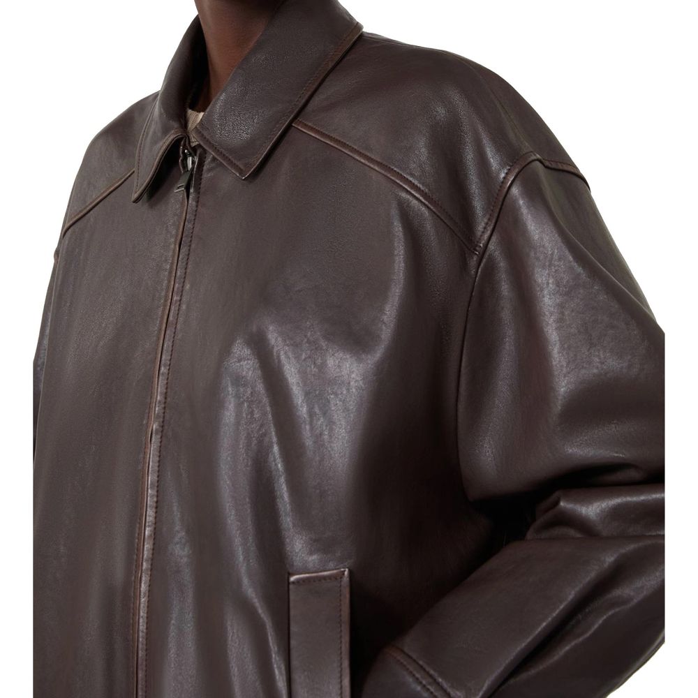 Max Mara Brown Lamb Leather Leather Jacket