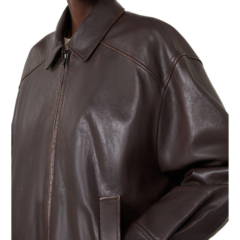 Max Mara Brown Lamb Leather Leather Jacket