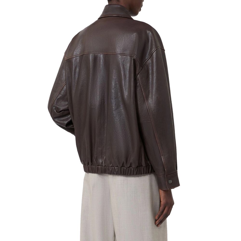 Max Mara Brown Lamb Leather Leather Jacket