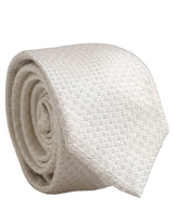 Dolce & Gabbana Men Off White Silk Woven Adjustable Tied Necktie Tie