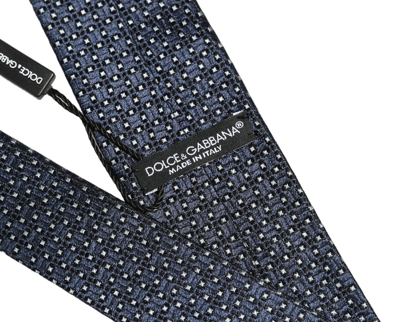 Dolce & Gabbana Men Blue Silk Geometric Adjustable Tied Necktie Tie