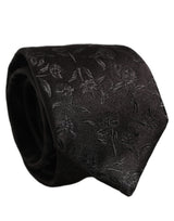 Dolce & Gabbana Black Silk Floral Jacquard Adjustable Tied Necktie Tie