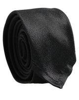 Dolce & Gabbana Men Black Satin Silk Classic Adjustable Tied Necktie Tie