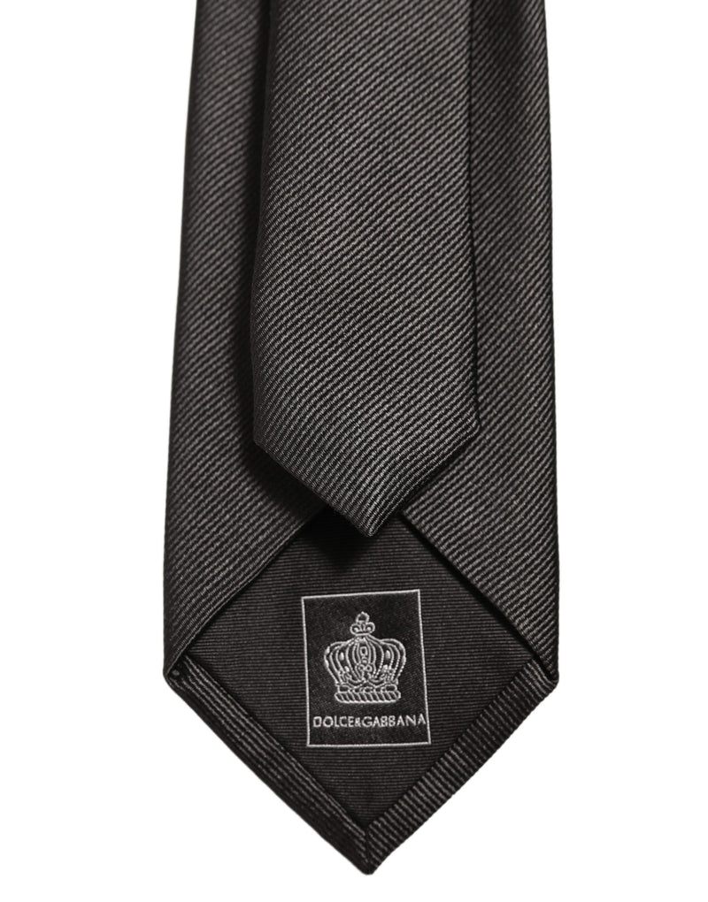 Dolce & Gabbana Men Dark Gray Silk Classic Adjustable Tied Necktie Tie
