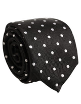 Dolce & Gabbana Black White Polka Dots Silk Adjustable Tied Necktie Tie