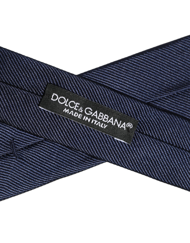 Dolce & Gabbana Men Dark Blue Textured Silk Adjustable Tied Necktie Tie