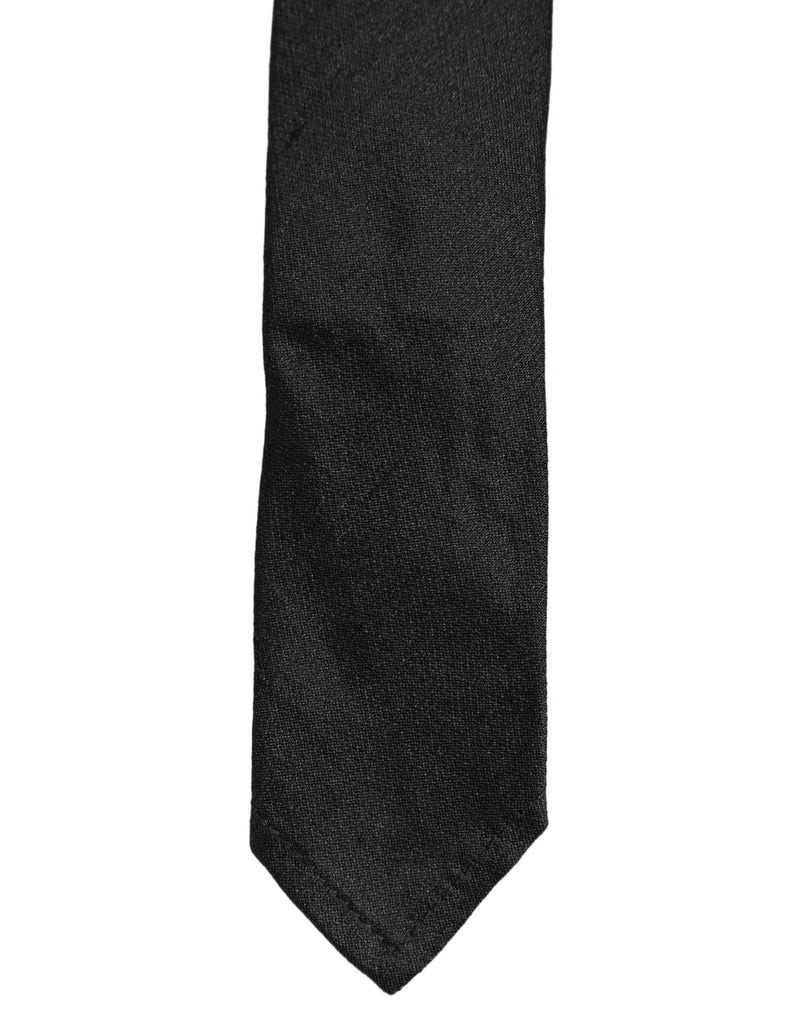 Dolce & Gabbana Men Black Satin Silk Classic Adjustable Tied Necktie Tie