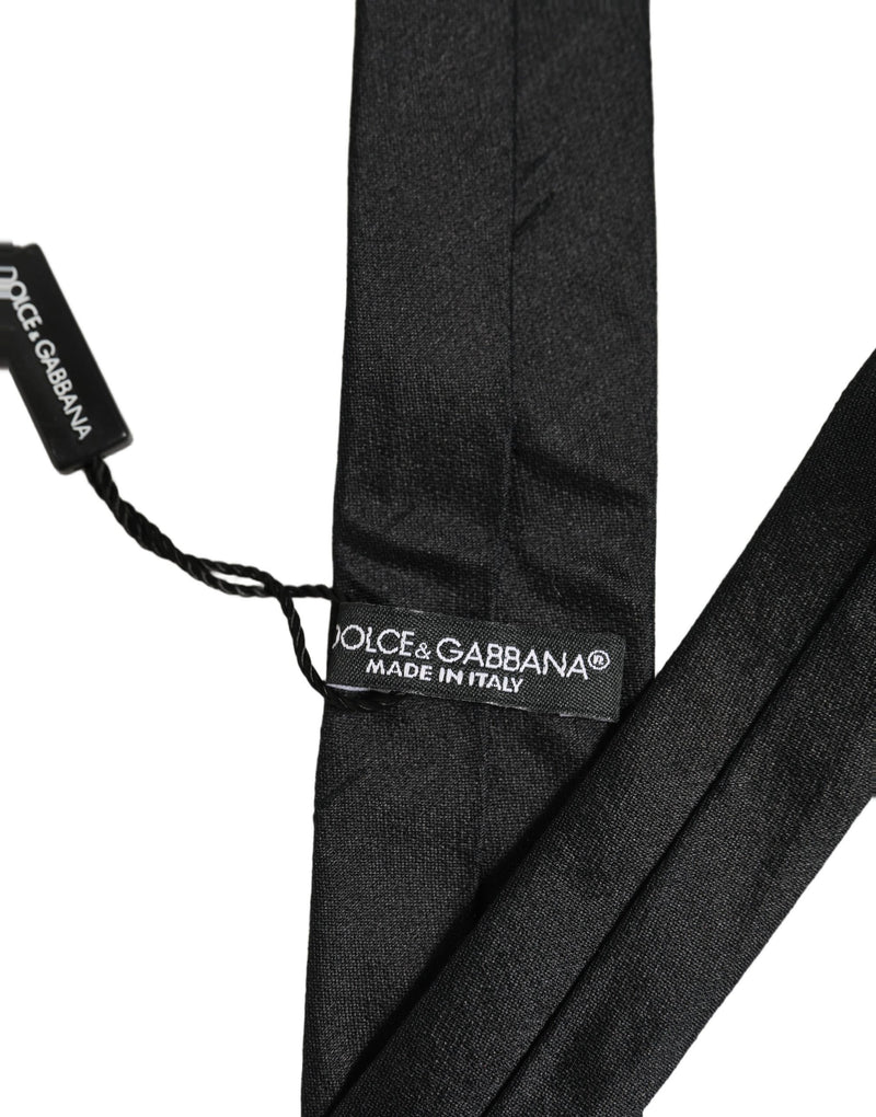 Dolce & Gabbana Men Black Satin Silk Classic Adjustable Tied Necktie Tie