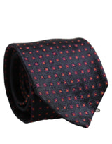 Dolce & Gabbana Men Dark Blue Geometric Silk Adjustable Tied Necktie Tie