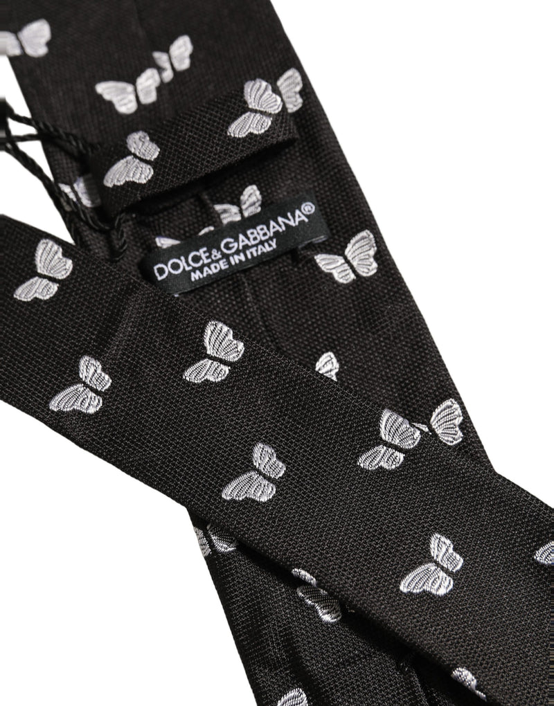 Dolce & Gabbana Men Black Silk Butterfly Adjustable Tied Necktie Tie