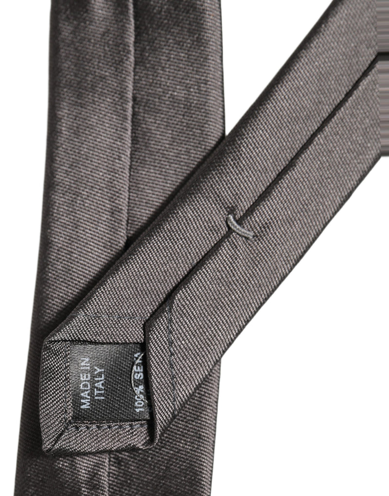 Dolce & Gabbana Black Woven 100% Silk Adjustable Necktie Accessory Tie