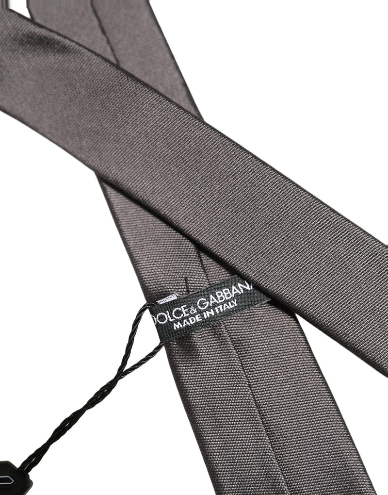 Dolce & Gabbana Black Woven 100% Silk Adjustable Necktie Accessory Tie