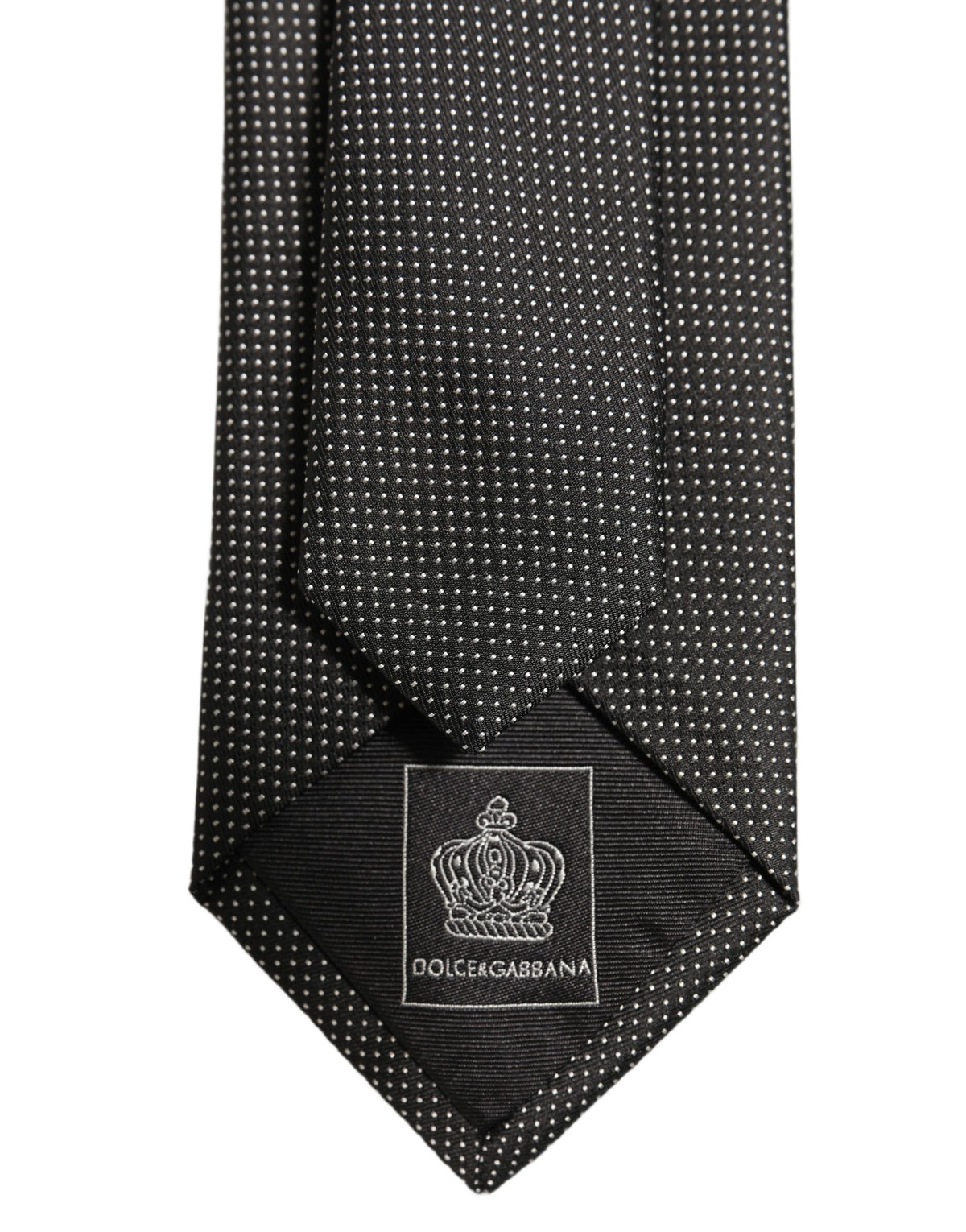Dolce & Gabbana Black Silk Micro Polka Dot Adjustable Tied Necktie Tie