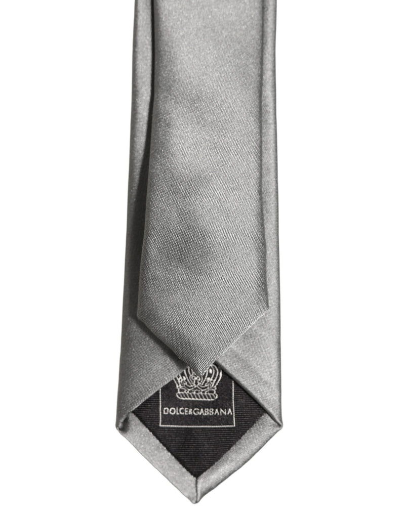 Dolce & Gabbana Gray Satin 100% Silk Adjustable Tied Men Necktie Tie