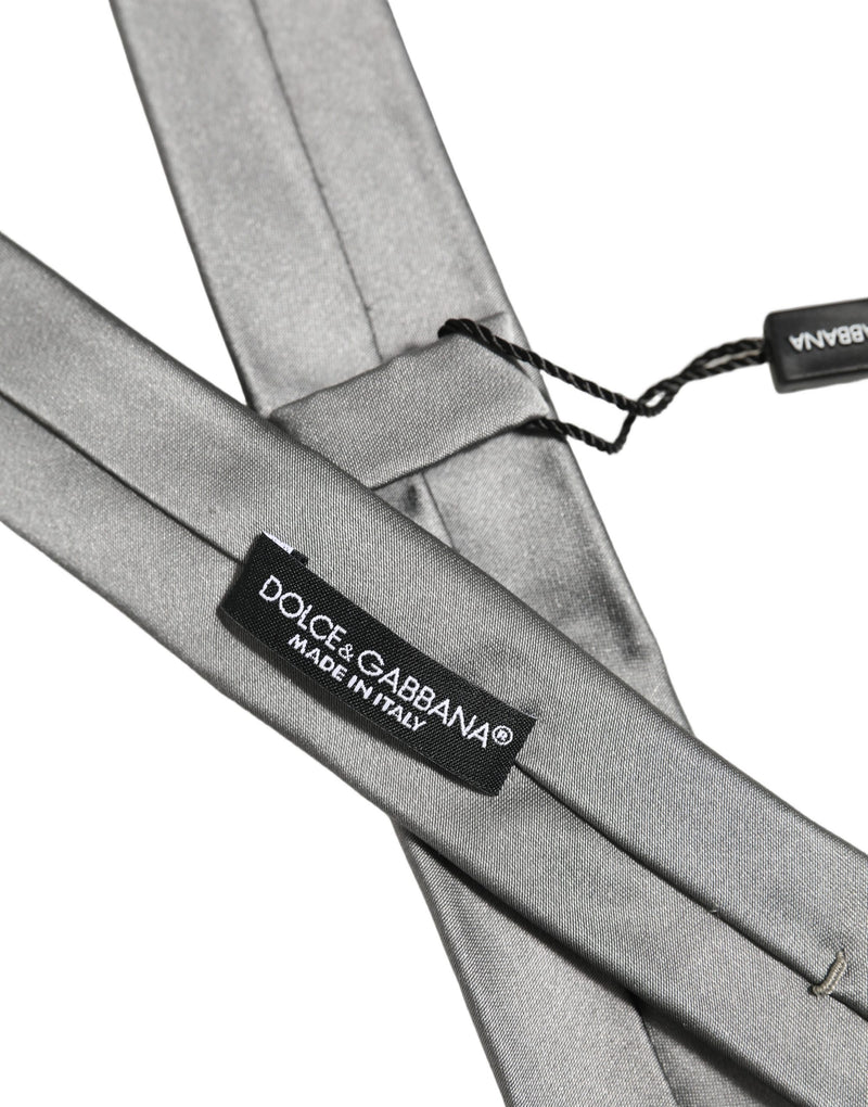 Dolce & Gabbana Gray Satin 100% Silk Adjustable Tied Men Necktie Tie