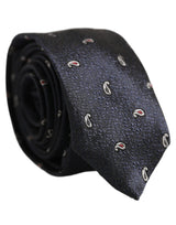 Dolce & Gabbana Dark Blue Silk Paisley Adjustable Tied Men Necktie Tie