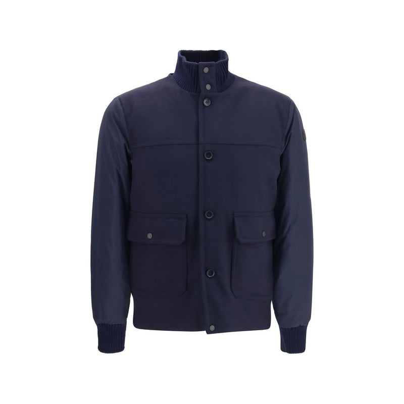 Moncler Blue Wool Oves Aries Shell Jacket