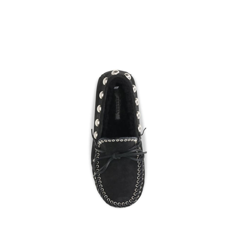 Isabel Marant Black Calf Leather Bos Taurus Slip-On Loafers