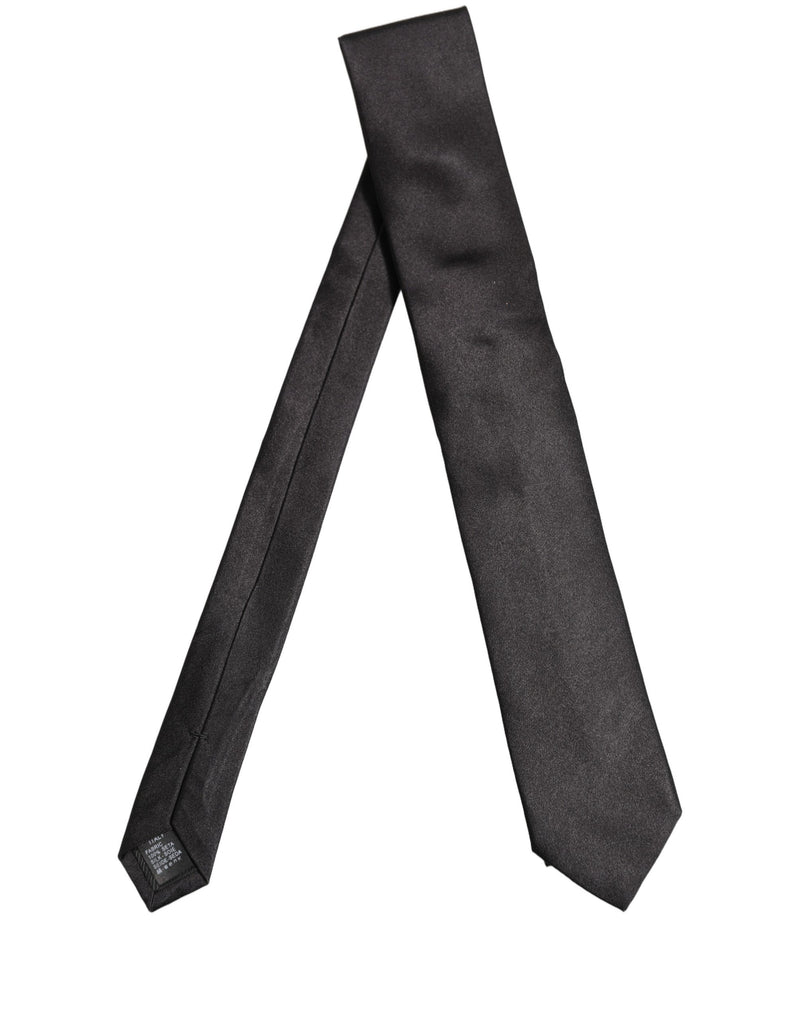 Dolce & Gabbana Black Satin 100% Silk Adjustable Tied Men Necktie Tie