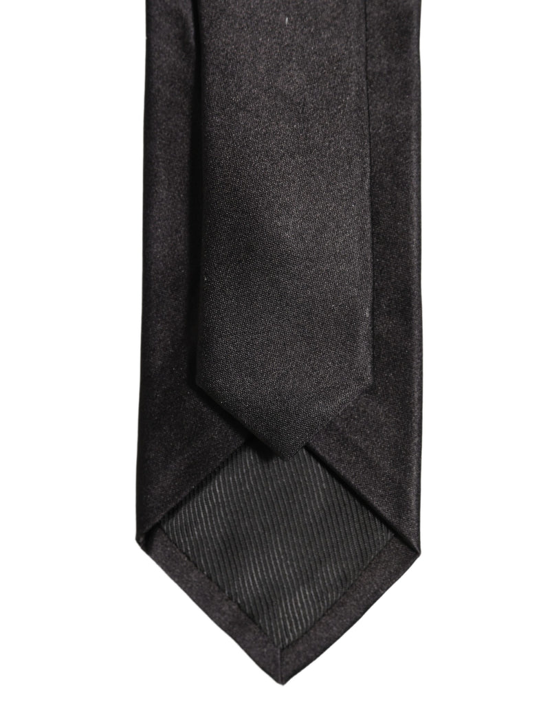 Dolce & Gabbana Black Satin 100% Silk Adjustable Tied Men Necktie Tie
