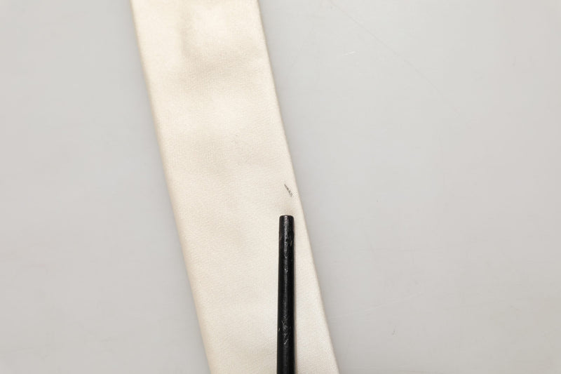 Dolce & Gabbana White Silk Floral Graphic Adjustable Tied Men Necktie Tie