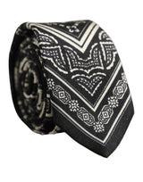 Dolce & Gabbana Black Patterned 100%Silk Adjustable Necktie Accessory Tie