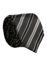 Dolce & Gabbana Black Gray Stripes Silk Adjustable Necktie Accessory Tie