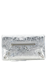 Balenciaga Silver Lamb Leather Clutch Bag