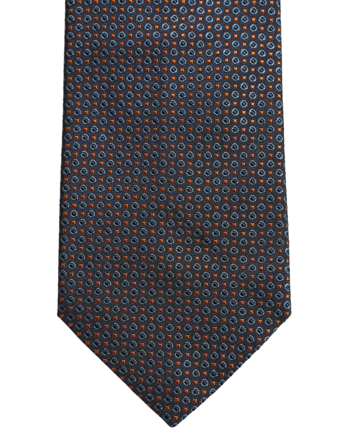 Dolce & Gabbana Dark Blue Geometric Silk Adjustable Necktie Accessory Tie