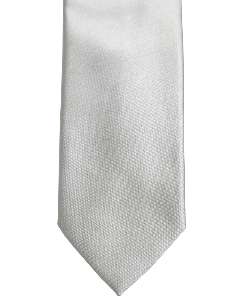 Dolce & Gabbana Gray Satin 100% Silk Adjustable Tied Men Necktie Tie
