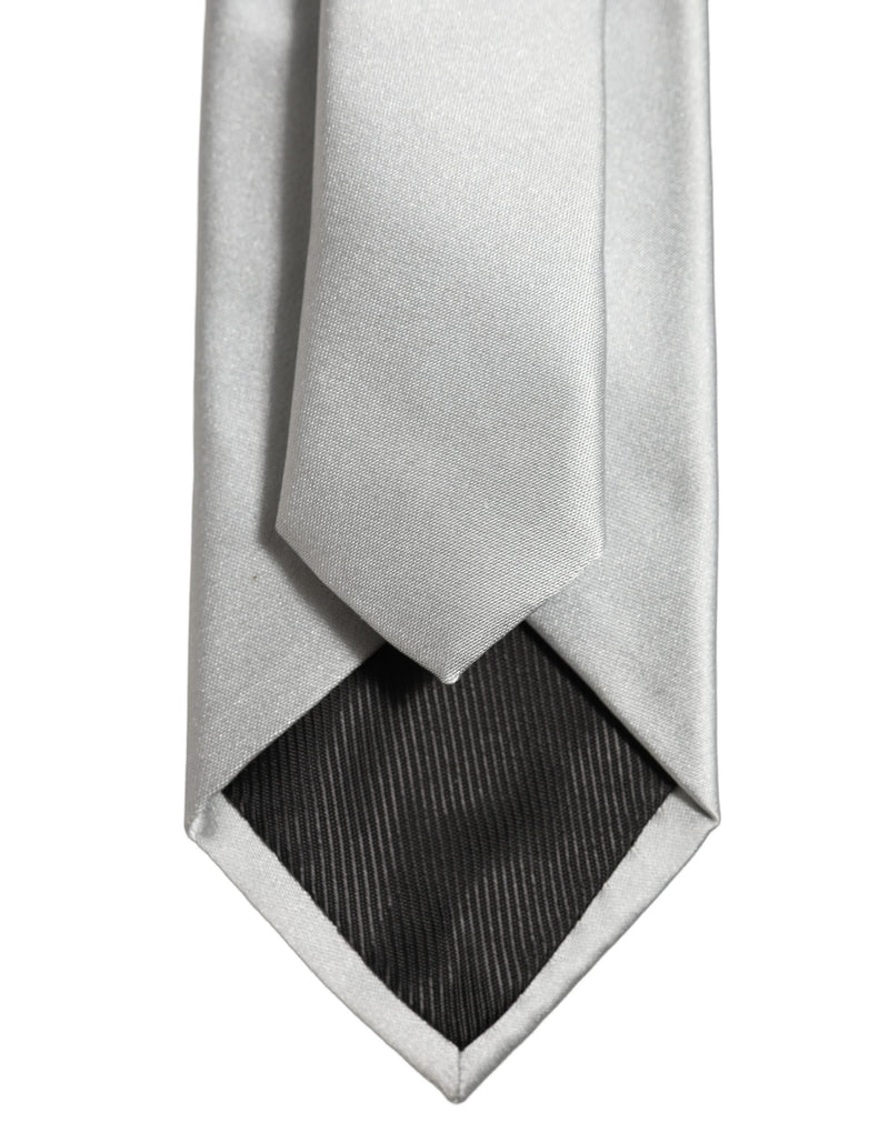 Dolce & Gabbana Gray Satin 100% Silk Adjustable Tied Men Necktie Tie